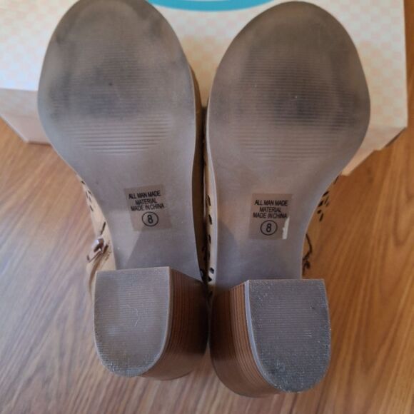 Soda Womens Sling Back Chunk Heel Cut Outs Strap Detail Tan Coquette Size 8 - Picture 5 of 5